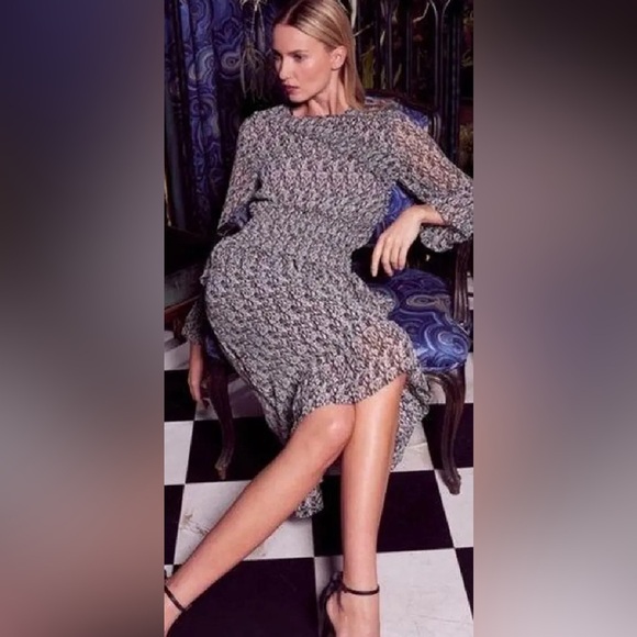 MISA Los Angeles Sophia Asymmetrical Ruffle Smocked Midi Dress, Size XS - Picture 3 of 16